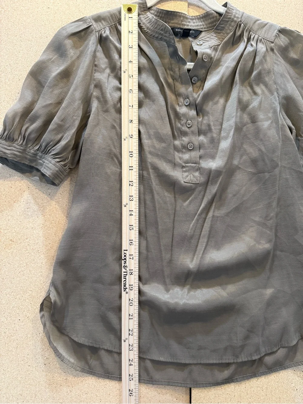 Banana Republic Olive Taupe Short-Sleeve Button Henley